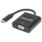 Cable Convertidor Manhattan USB-C a VGA - 8cm, Blindado, Resolución hasta 1920x1200