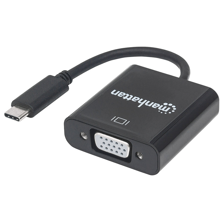 Cable Convertidor Manhattan USB-C a VGA - 8cm, Blindado, Resolución hasta 1920x1200
