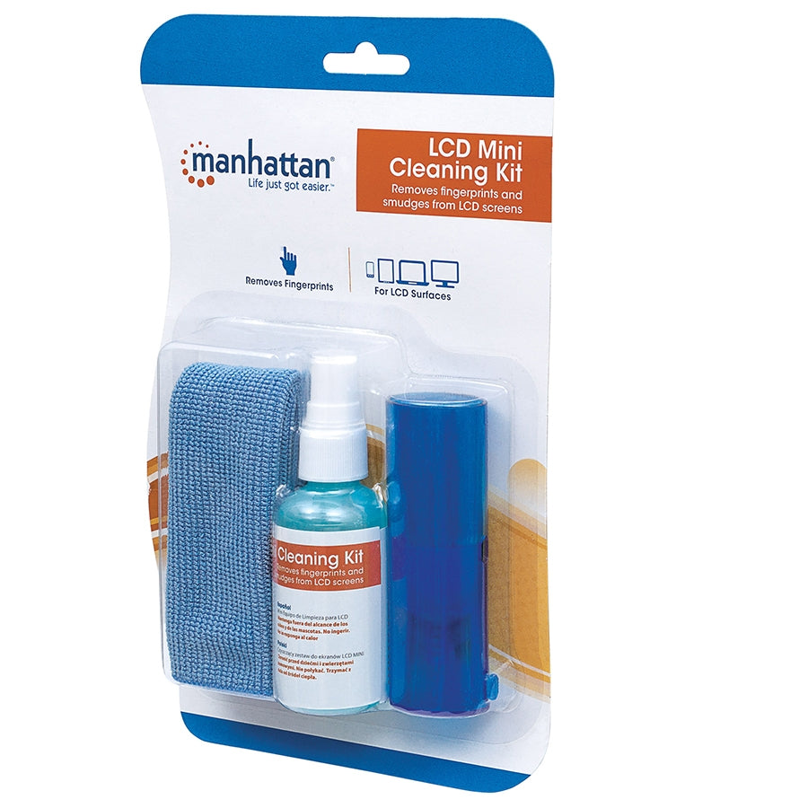 Kit de Limpieza Manhattan para LCD 60cc - Libre de Alcohol, Brocha y Paño Microfibra
