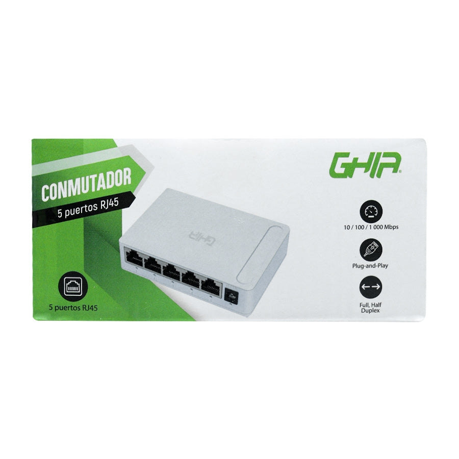 Switch Ghia GNW-S3 5 Puertos Gigabit 10/100/1000 Mbps - Auto MDI/MDIX