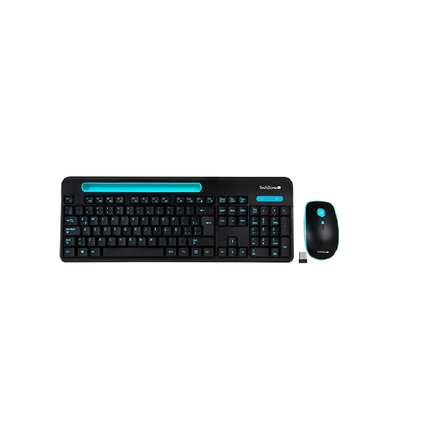 Teclado y Mouse Tech Zone TZ20COMB02-INA Inalámbrico Ergonómico Azul