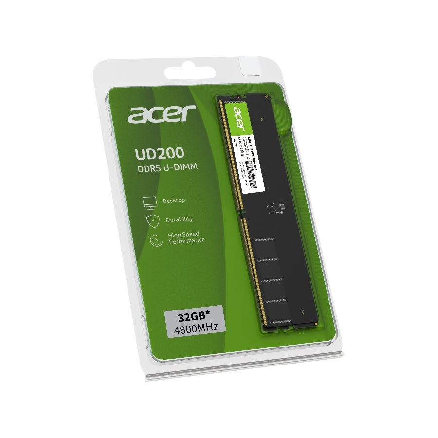 Memoria RAM ACER UD200 32GB DDR5 4800MHz - Para PC Escritorio Imagen principal del producto