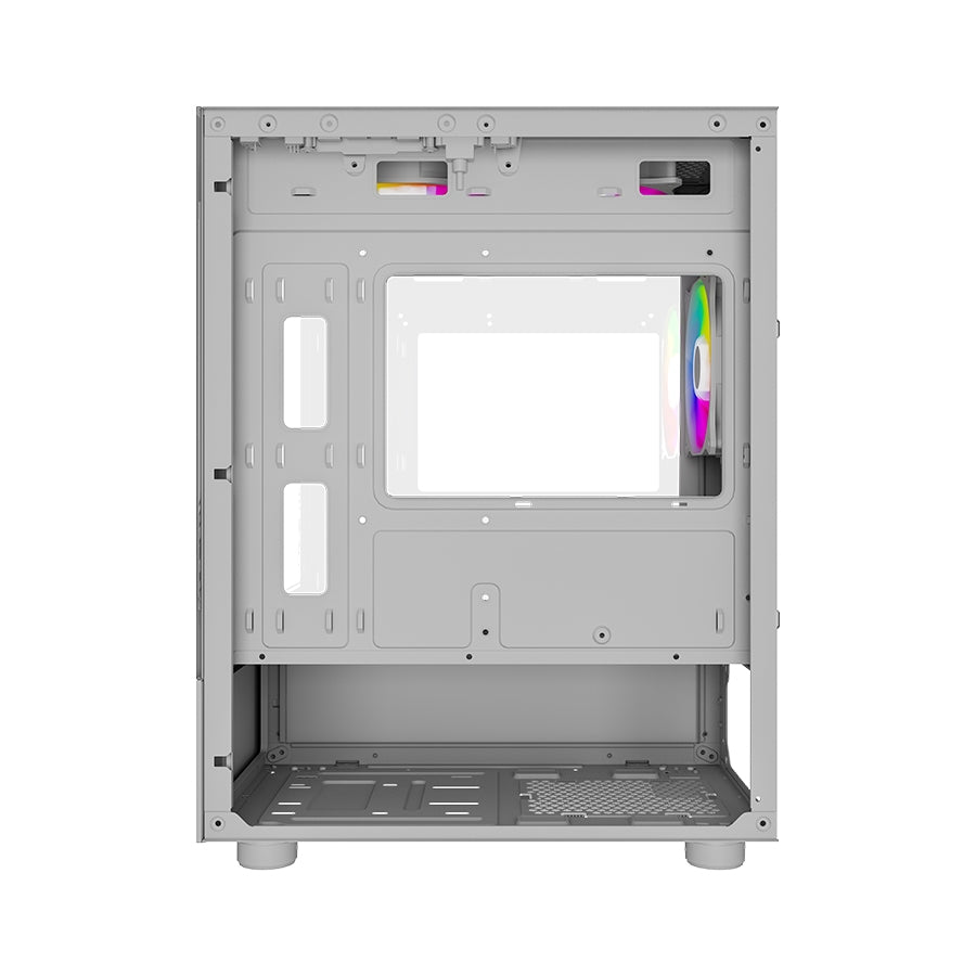 Gabinete Ocelot Gaming Glass EW7 Mini Tower - Cristal Templado, 3 Ventiladores, Blanco