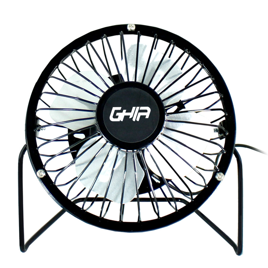 Ventilador de Escritorio GHIA GAC-205 - USB, Metálico Negro, 4 Aspas
