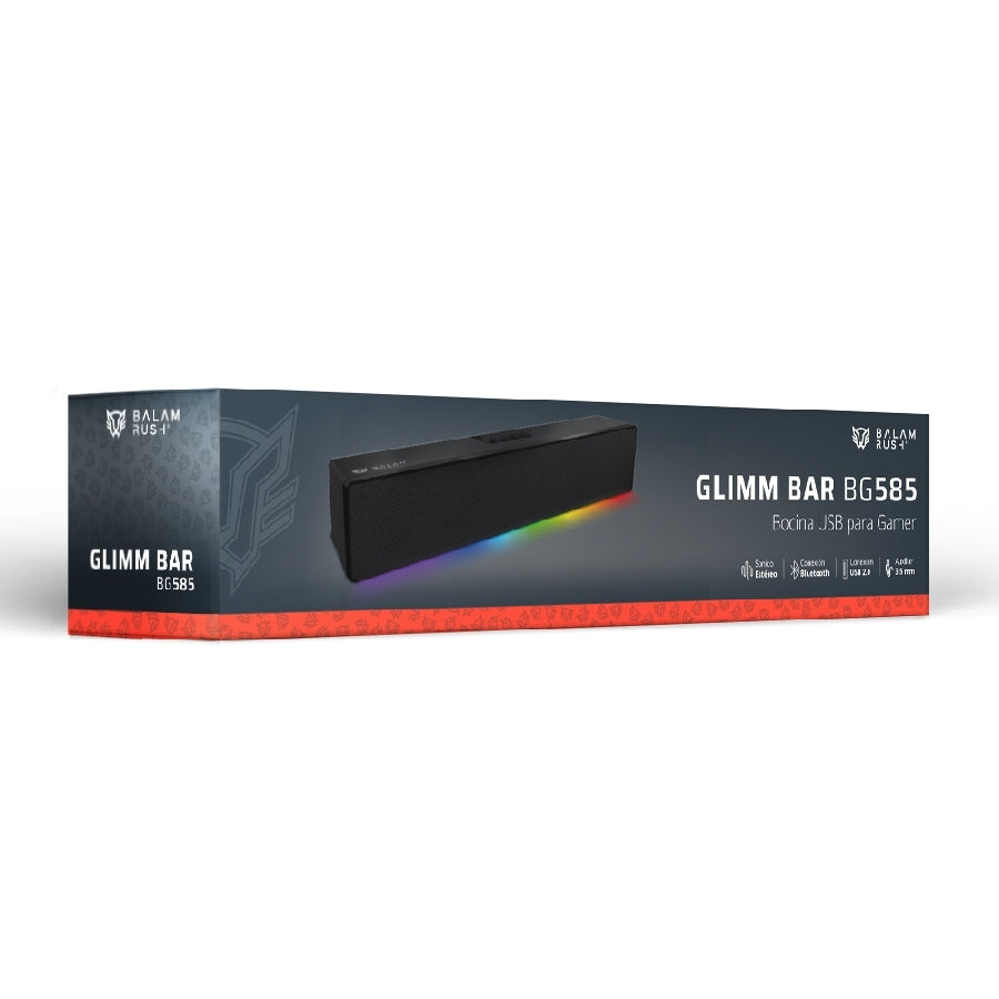 Bocina Gamer Balam Rush Glimm Bar BR-936958 - Bluetooth, LED RGB, 10W