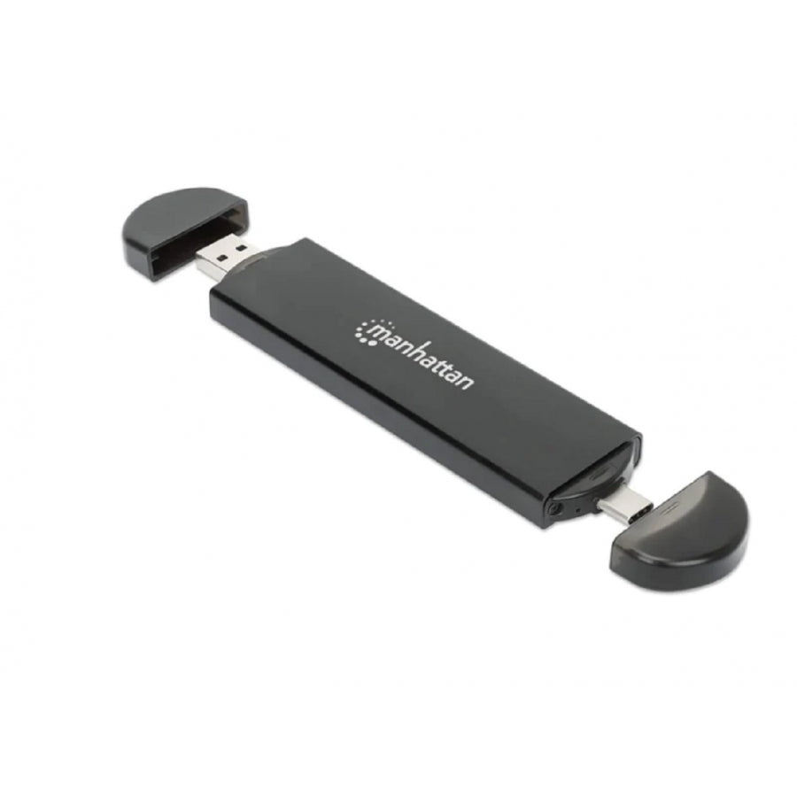 Gabinete Manhattan 130639 USB-C M.2 NVMe y SATA - Aluminio, USB 3.2