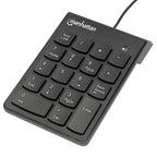 Teclado numérico Manhattan 176354 USB - 18 teclas, cable 1.29m, Negro