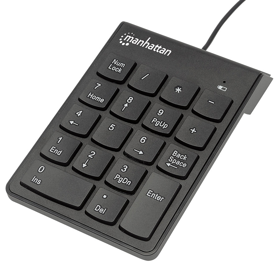 Teclado numérico Manhattan 176354 USB - 18 teclas, cable 1.29m, Negro
