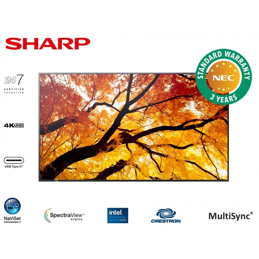 Monitor Sharp PN-M552 55" 4K UHD 3840x2160 - 550cd/m2, HDMI, DisplayPort, 24/7