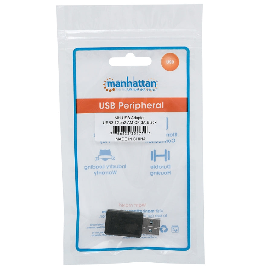 Adaptador USB Manhattan 354714 - USB 3.1 Gen 2 Tipo C a Tipo A Negro