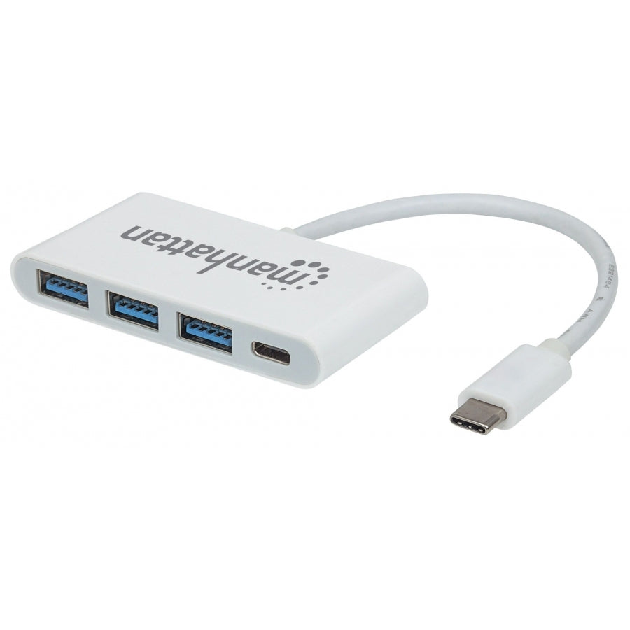 Hub USB Manhattan 163552 - 3 Puertos Type-A + 1 Type-C, 5Gbps, Carga Rápida