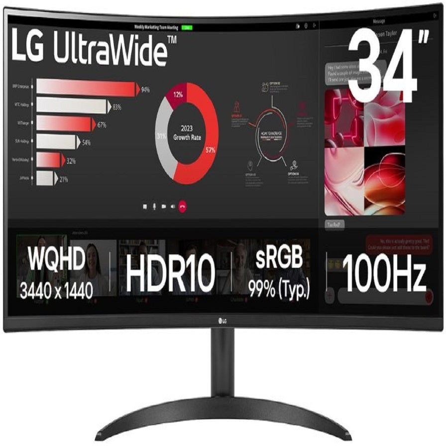 Monitor LG 34WR50QK 34 Pulgadas Ultrawide Curvo - 3440x1440, 100Hz, HDR10 Imagen principal del producto