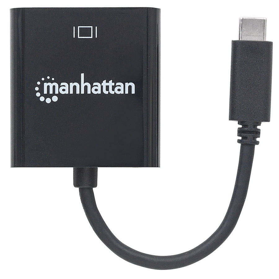Cable Convertidor Manhattan USB-C a VGA - 8cm, Blindado, Resolución hasta 1920x1200