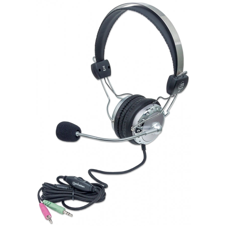 Audífonos Diadema Manhattan 175517 - Micrófono Omnidireccional, Cable 2.5m