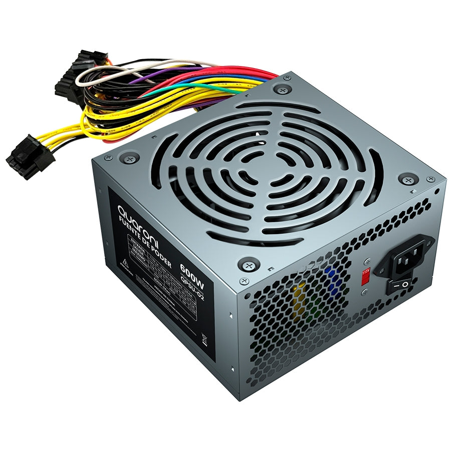 Fuente de Poder Quaroni 600W - Diseño Slim, Ventilador 12cm, Conectores ATX Imagen secundaria del producto