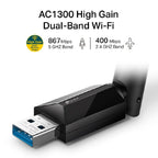 Tarjeta de Red TP-Link Archer T3U Plus USB - Banda Dual AC1300 WiFi