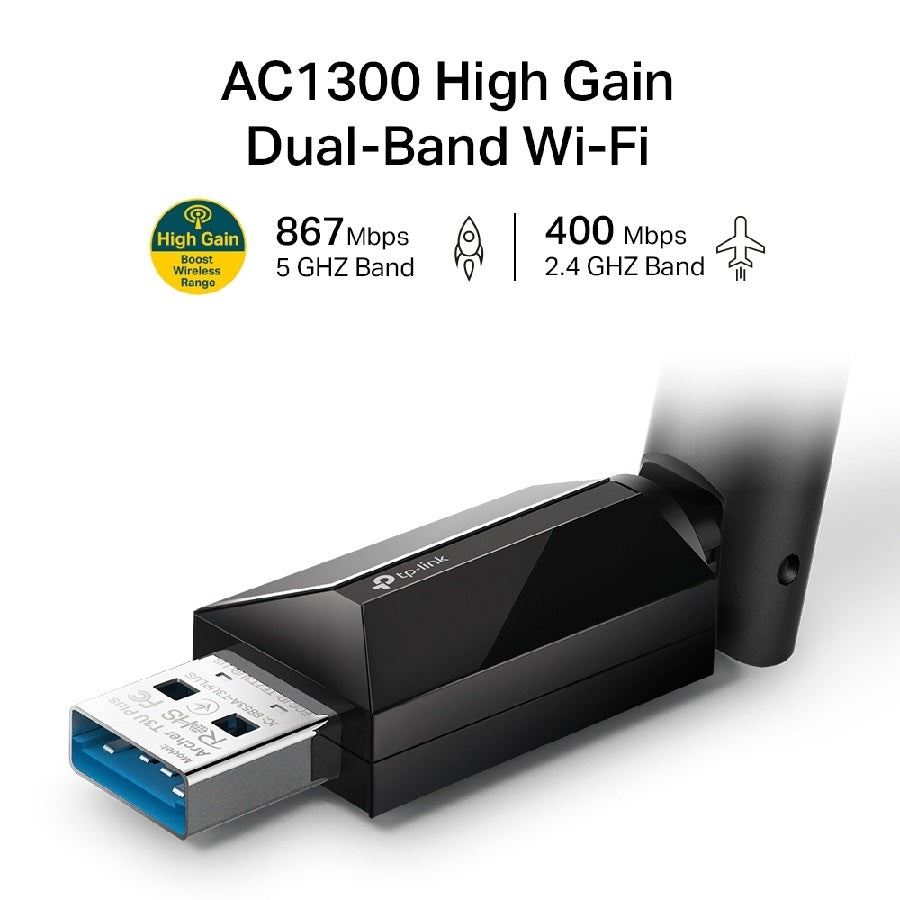 Tarjeta de Red TP-Link Archer T3U Plus USB - Banda Dual AC1300 WiFi