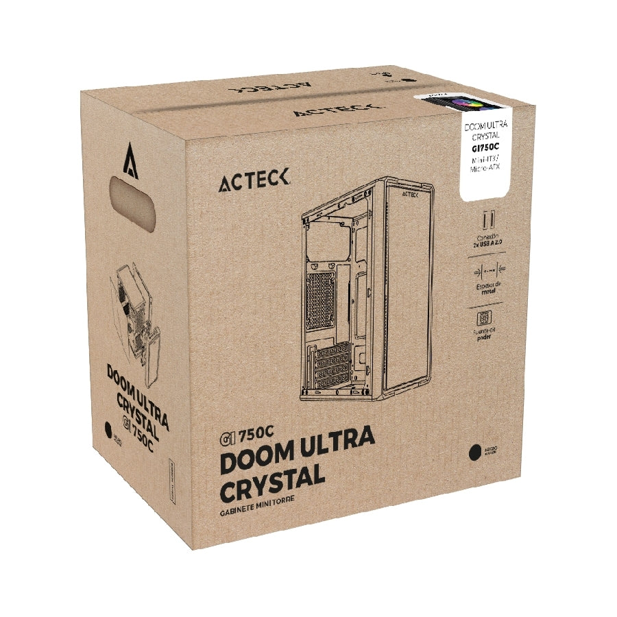 Gabinete Acteck Doom Ultra Crystal GI750C Mini Torre - Cristal Templado, Fuente 500W