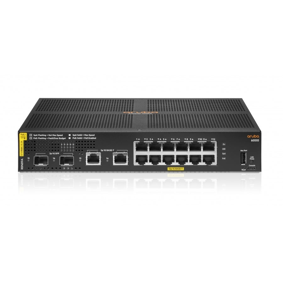 Switch HPE Aruba R8N89A 6000 12G POE - 139W, 2 SFP, Administrable Capa 2