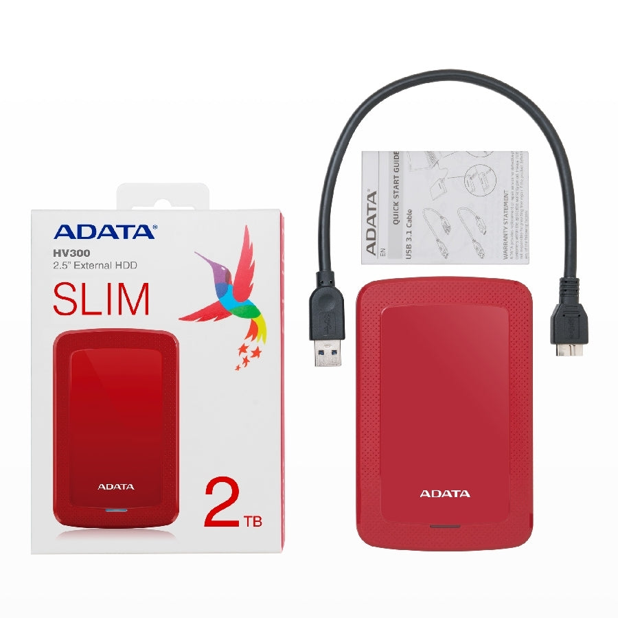 Disco Duro Externo ADATA HV300 2TB USB 3.2 - Portátil y Compatible Windows/Mac/Linux