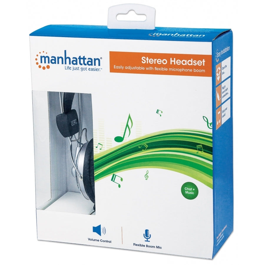 Audífonos Diadema Manhattan 175517 - Micrófono Omnidireccional, Cable 2.5m