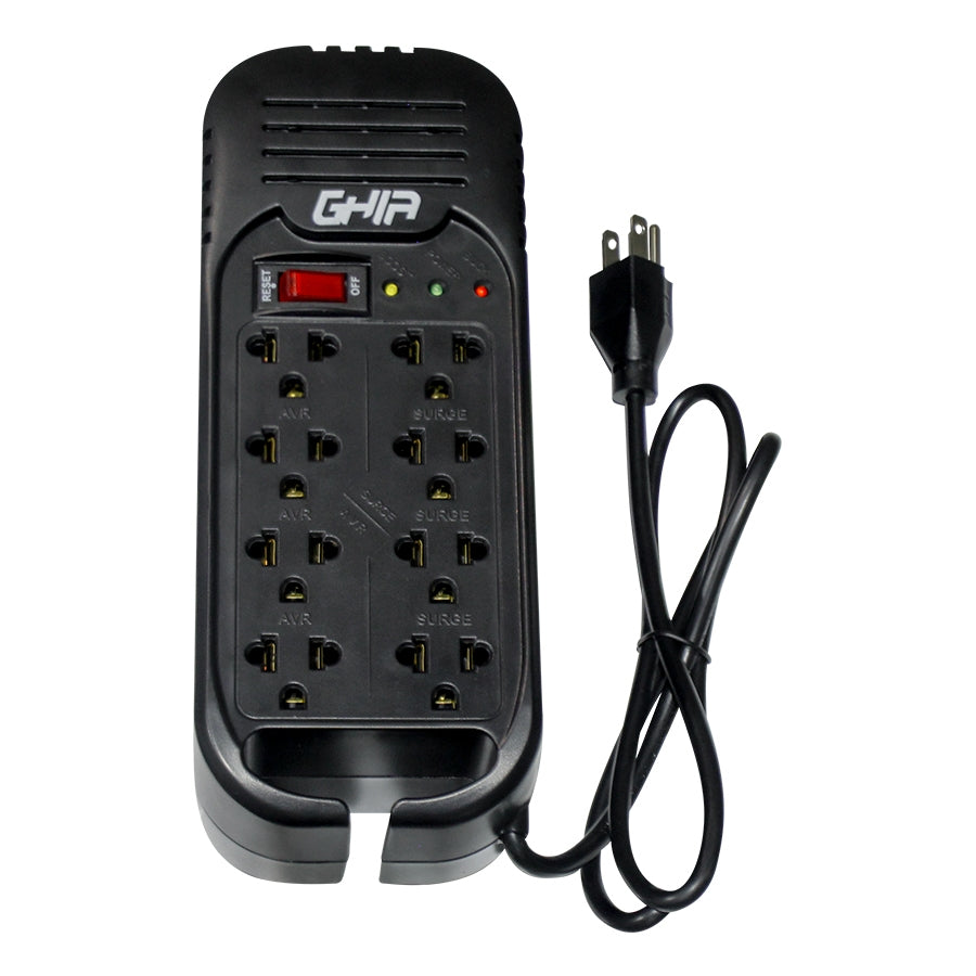 Regulador de Voltaje Ghia GVR-020 2000VA - 8 Contactos, Protección de Picos