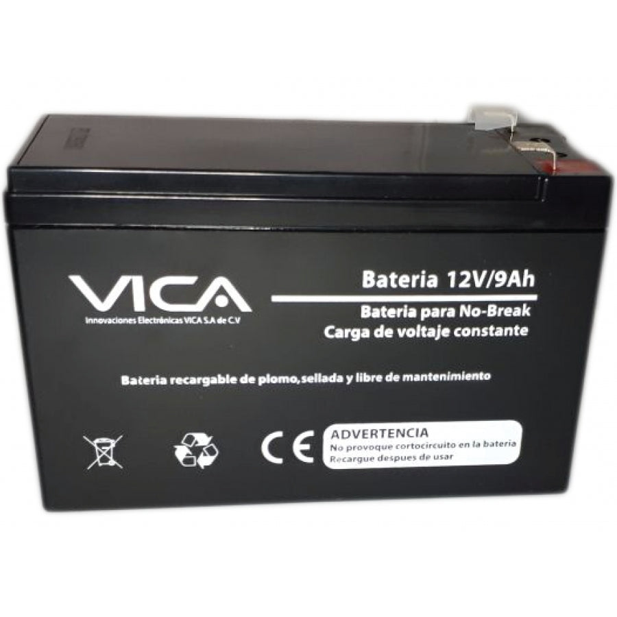 Batería VICA 12V 9AH - Compatible con 80% de Nobreaks, Recargable Sellada