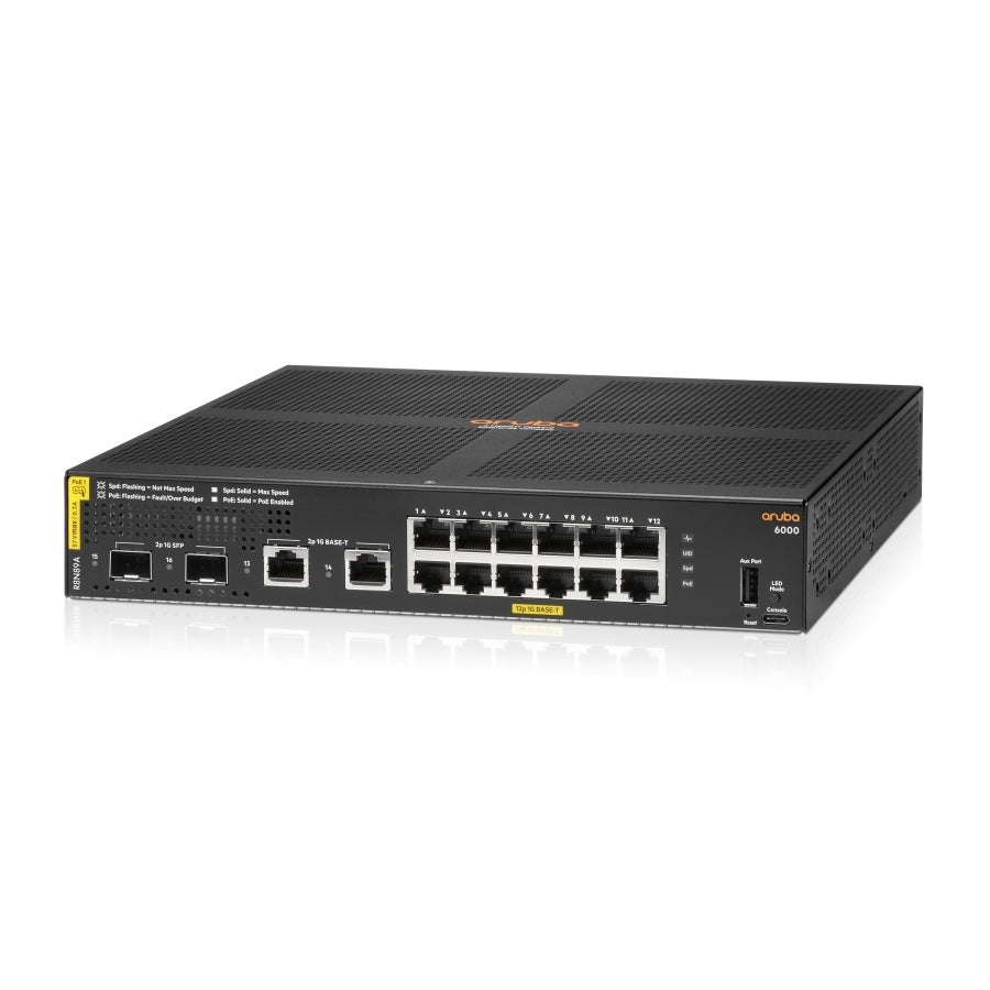 Switch HPE Aruba R8N89A 6000 12G POE - 139W, 2 SFP, Administrable Capa 2