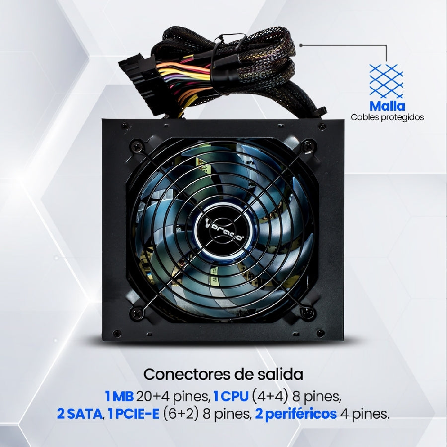 Fuente de Poder START THE GAME PSU-200 600W - Iluminada, 2 SATA, Protección
