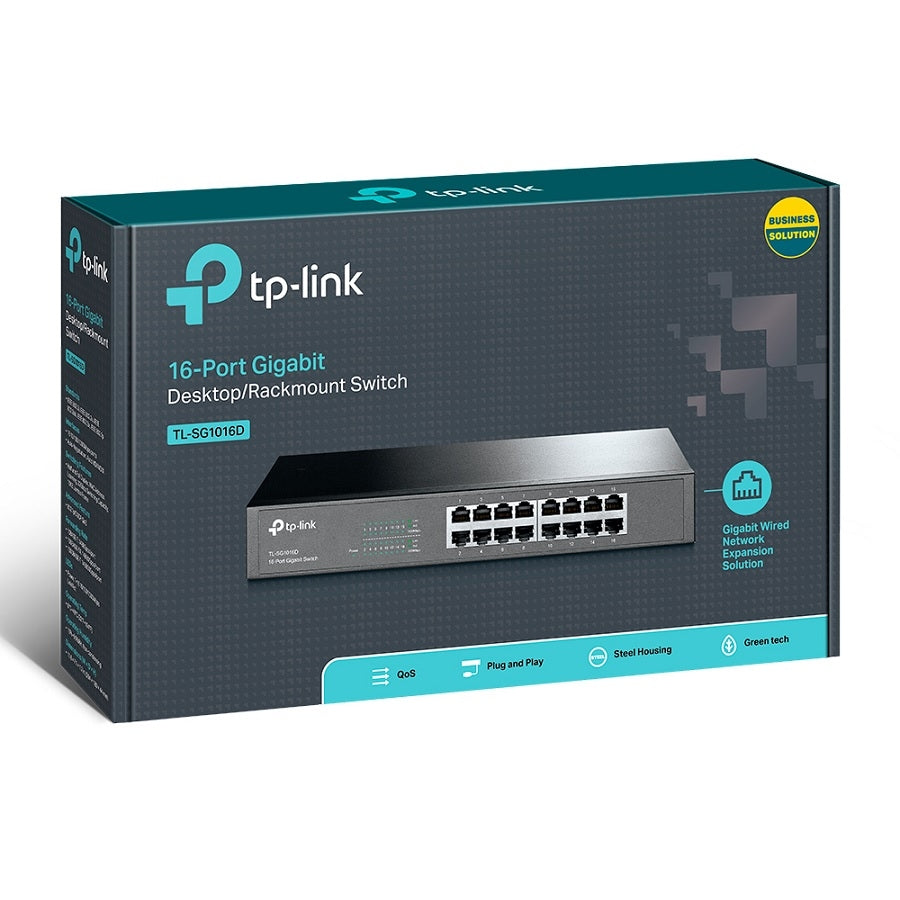 Switch TP-Link TL-SG1016D 16 Puertos Gigabit 10/100/1000 Mbps - Escritorio o Rack