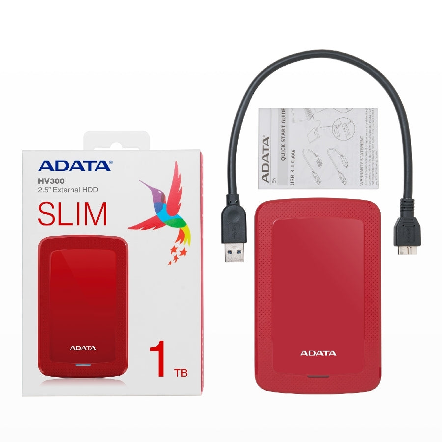 Disco Duro Externo ADATA HV300 1TB USB 3.2 - Portátil, Rojo Imagen secundaria del producto