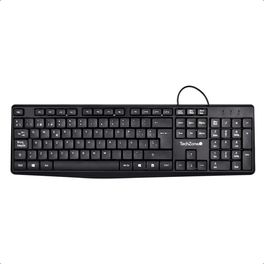 Teclado Tech Zone TZACTCA04 Alámbrico - 105 Teclas USB Ergonómico Negro Imagen principal del producto