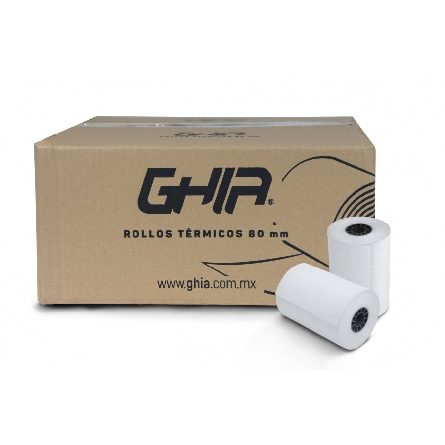 Rollo Papel Térmico Ghia CTG80N 80x70mm - Pack 50 Unidades Negro