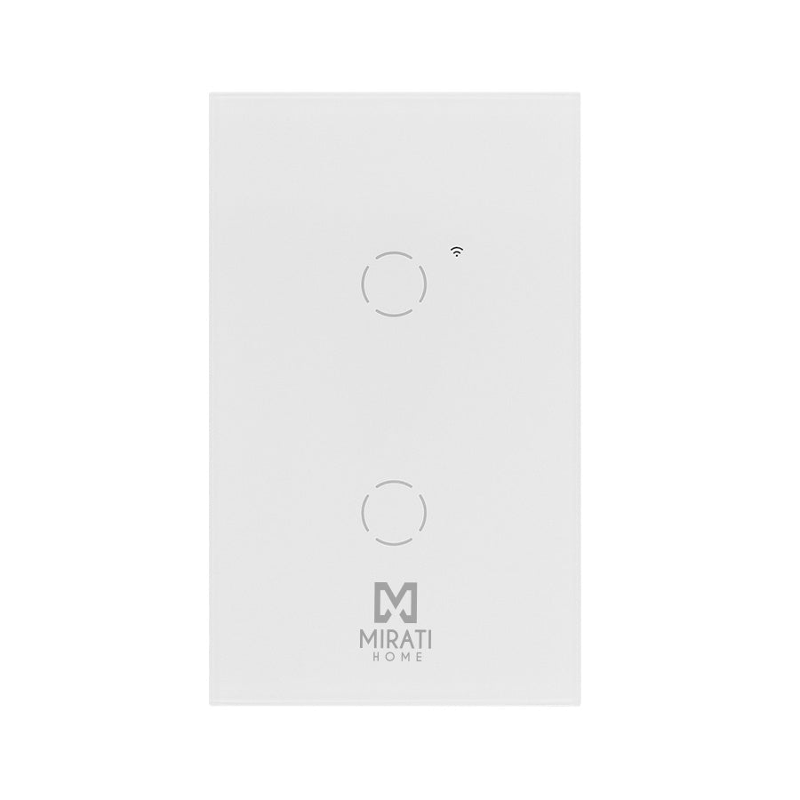 Apagador Inteligente Mirati M2SI2 2 Touch WiFi - Compatible Alexa y Google Assistant