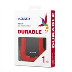 Disco Duro Externo ADATA HD330 1TB USB 3.2 - Portátil, Resistente, Rojo