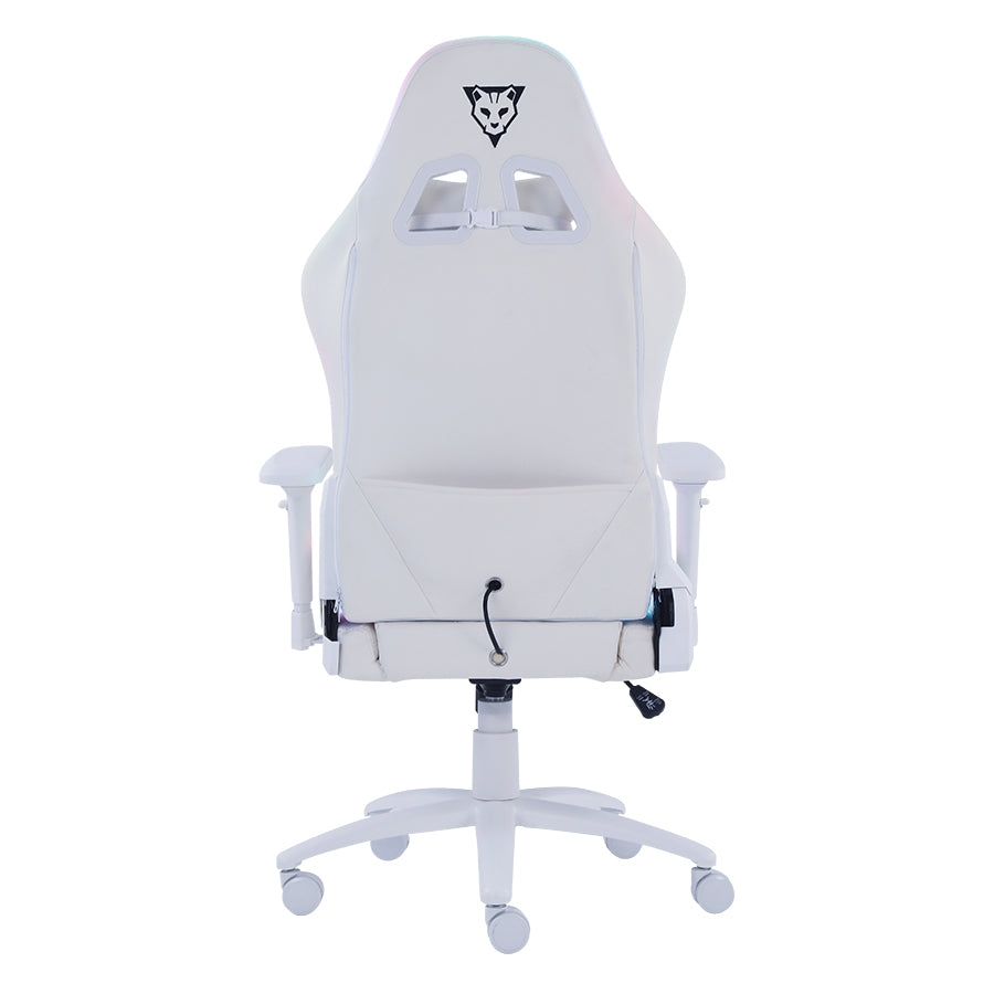 Silla Ocelot Gaming ORGB-White Thundra RGB - Reclinable, 150kg, Brazos 4D