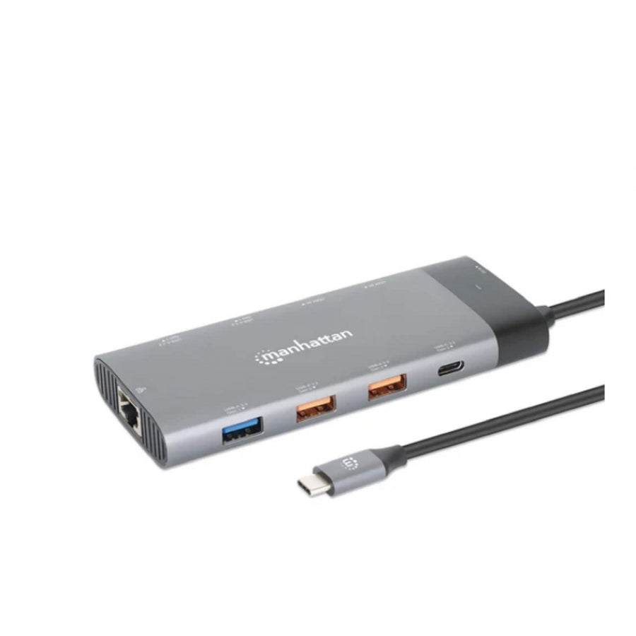 Docking USB-C Manhattan 130714 - Dual HDMI 8K, 10 Puertos, Power Delivery 100W