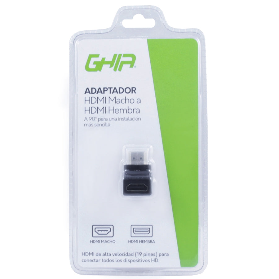 Adaptador GHIA ADAP-6 HDMI Codo 90 Grados Macho a Hembra Alta Velocidad