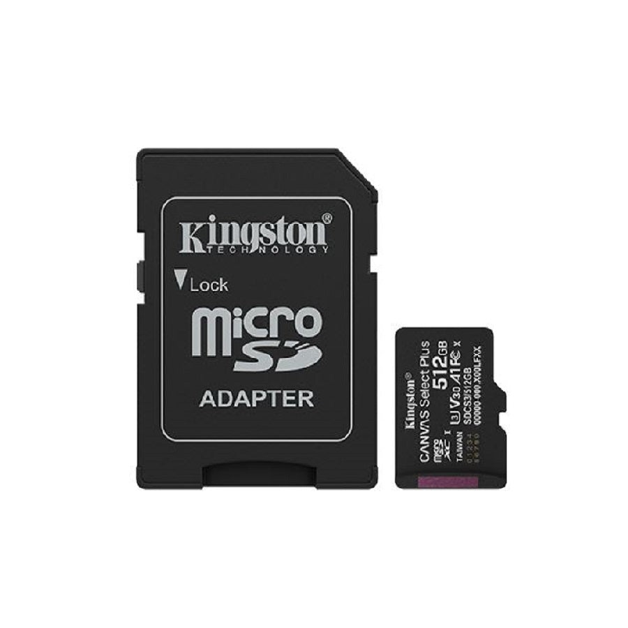 Memoria MicroSD Kingston Canvas Select Plus 512GB - 150MB/s UHS-I U3 Imagen principal del producto