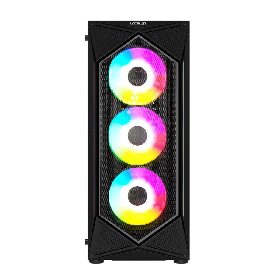 Gabinete Ocelot Gaming Polygon-E5 Mid Tower - Cristal Templado, 4 Ventiladores