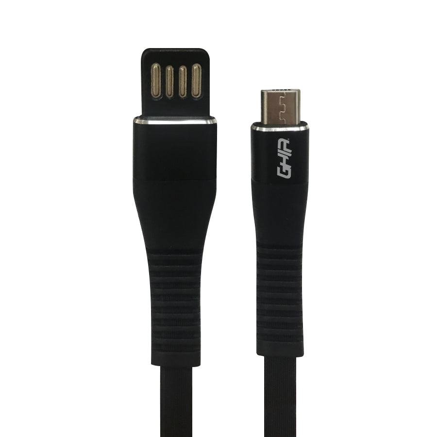 Cable Micro USB Ghia GAC-200N 1m Reversible - Plano Negro