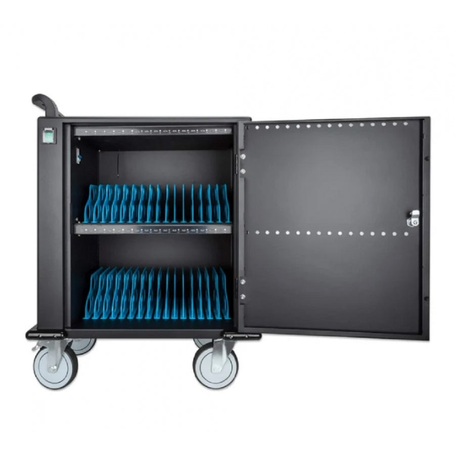 Gabinete de Carga Manhattan 716000 - 32 Puertos USB-C, 576W, con Ruedas