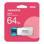Memoria USB ADATA UV240 64GB USB 2.0 Blanco-Azul - Portátil y Rápida