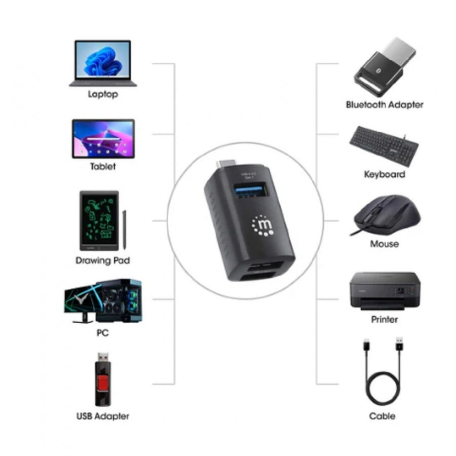 Hub USB-C Manhattan 180993 - 3 Puertos USB-A, USB 3.0 y USB 2.0