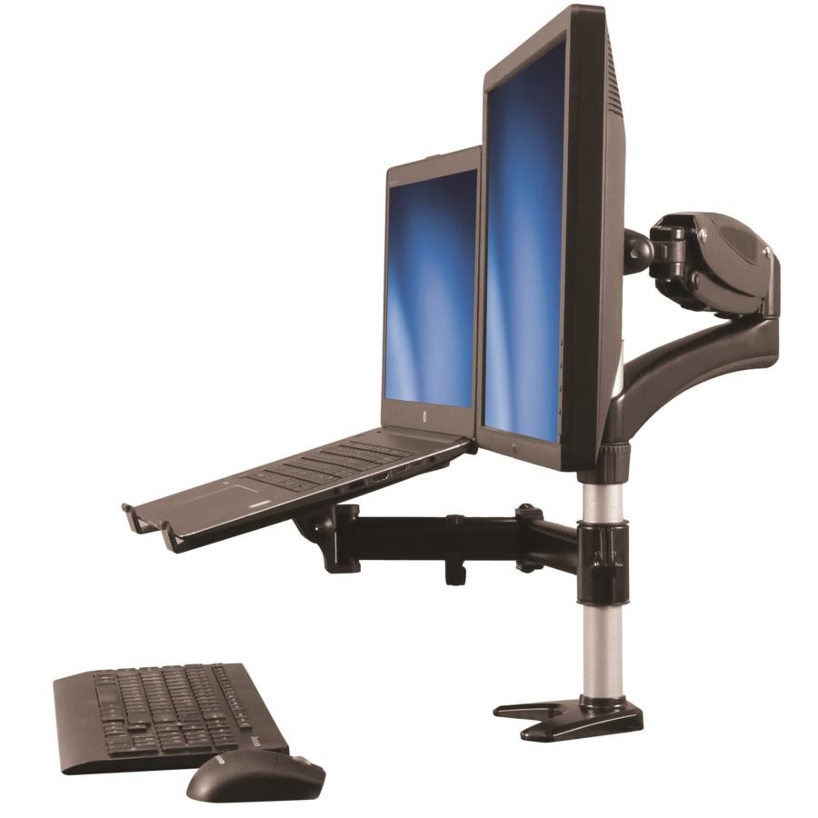 Soporte Monitor StarTech ARMUNONB 27" - Brazo Articulado + Base Laptop, Altura Ajustable