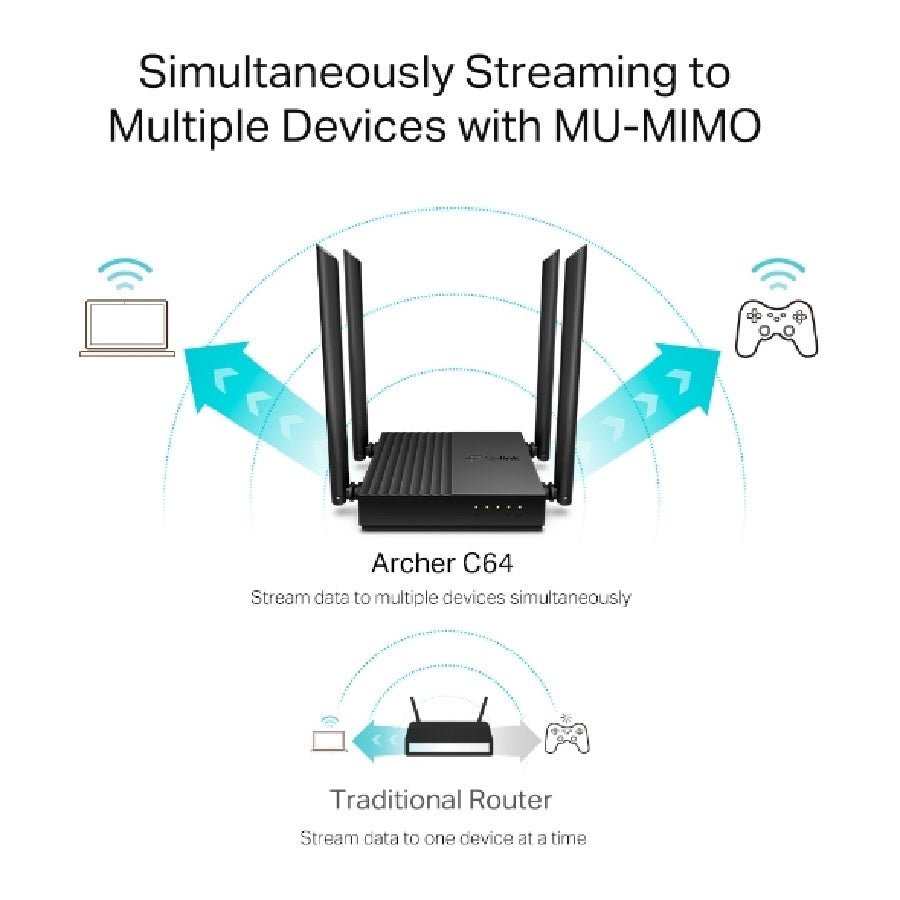 Router TP-Link Archer C64 WiFi AC1200 Dual Band MU-MIMO 4 Antenas Imagen principal del producto