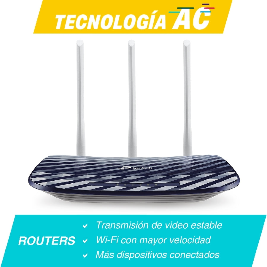 Router TP-Link Archer C20W AC750 Dual Band - 300Mbps + 433Mbps, 4 Puertos LAN