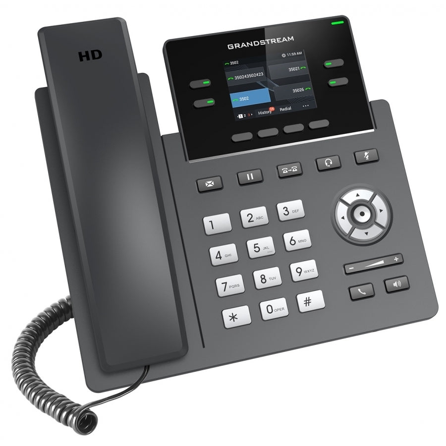 Teléfono IP Grandstream GRP2612P - 4 Líneas, Pantalla Color, 2 Puertos POE
