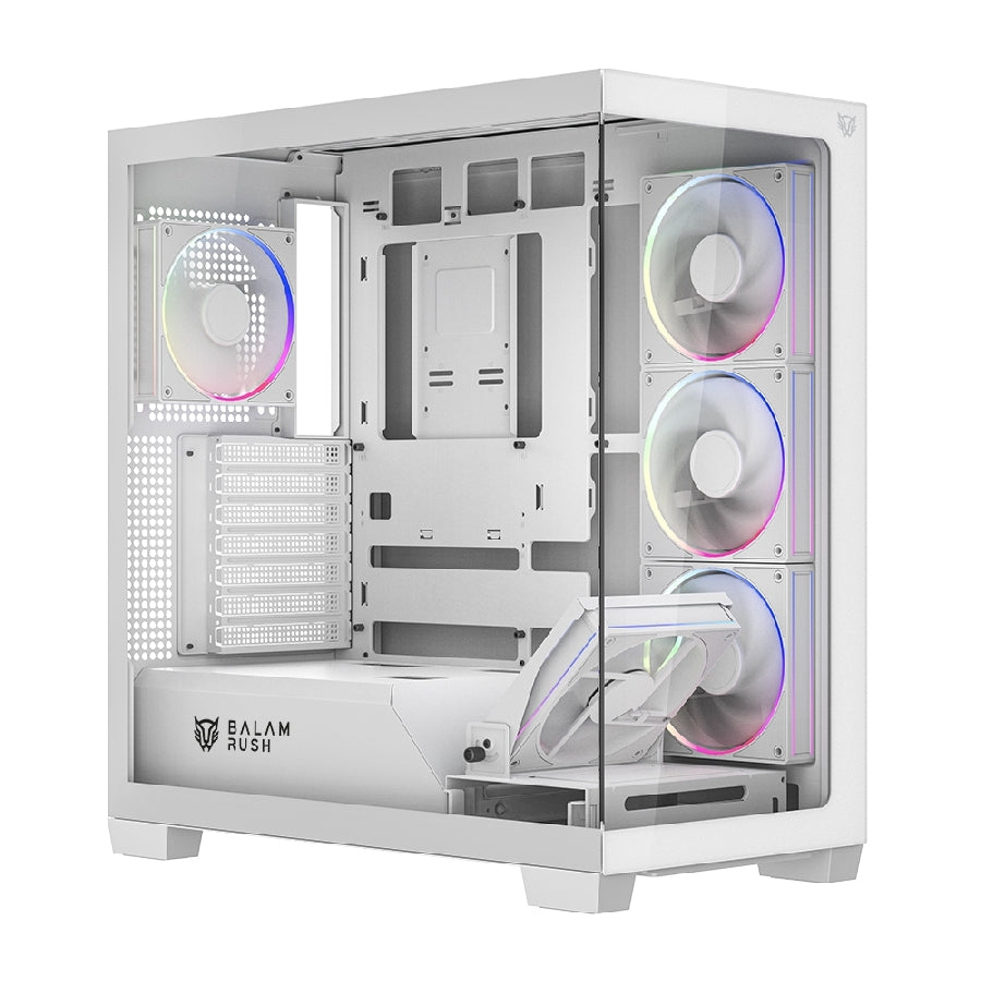 Gabinete Gamer Balam Rush Tank Polar BR-941488 - Media Torre ATX, Cristal Templado, ARGB