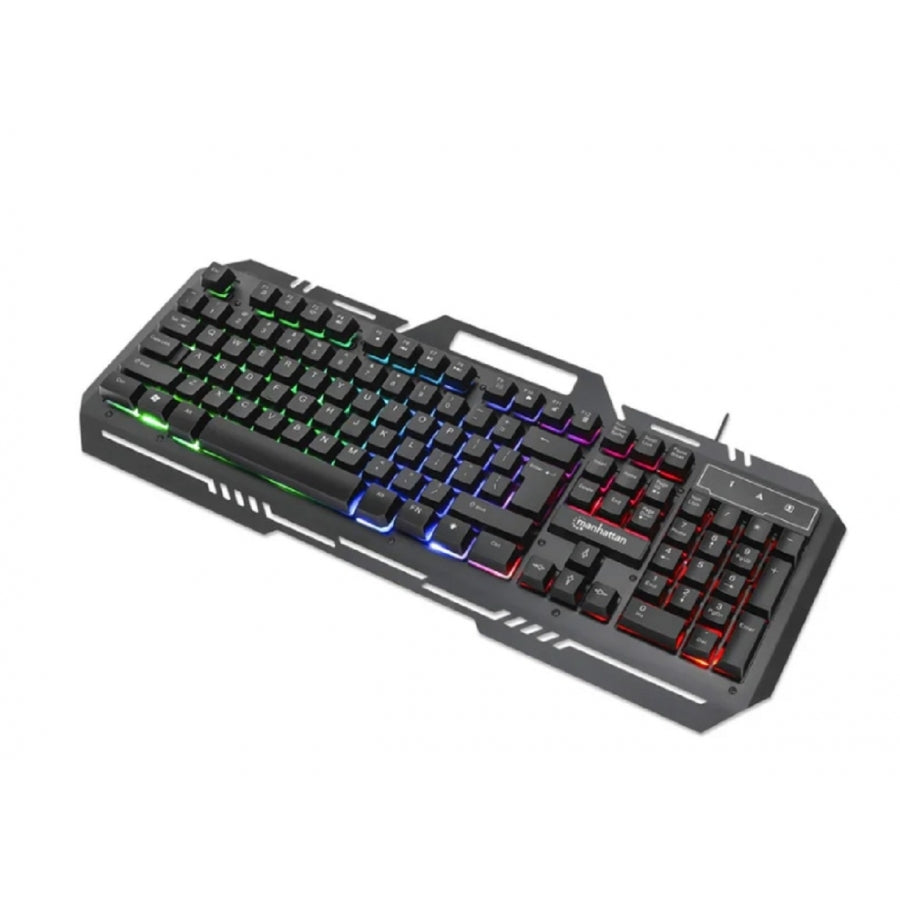 Teclado Gaming Manhattan 180610 - LED Multicolor, Soporte Celular, IPX4
